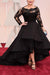 Affordable Marvelous Fascinating Black Plus Size Prom High Low Long Sleeve Evening Dress with Lace - Prom Dresses