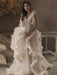 Maternity Wedding Dress Ecru White V-Neck Sleeveless Tulle Long Bridge Gowns With Train