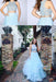 Amazing Exquisite Two Pieces Blue Lace Round Neck Sleeveless A-line For Teens Prom Gown Dresses - Prom Dresses