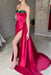 Amazing Red Sweetheart Sleeveless Mermaid Prom Dress with Split