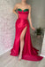 Amazing Red Sweetheart Sleeveless Mermaid Prom Dress with Split