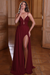 Burgundy Applique Prom Dress Aline Spaghetti Straps with Split