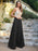 Appliques Cheap Long Prom Dresses Dusty Rose Evening Party Gown - Black / US 2 - Prom Dresses