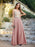Appliques Cheap Long Prom Dresses Dusty Rose Evening Party Gown - Dusty Rose / US 2 - Prom Dresses