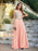 Appliques Cheap Long Prom Dresses Dusty Rose Evening Party Gown - Dark Pink / US 2 - Prom Dresses