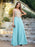 Appliques Cheap Long Prom Dresses Dusty Rose Evening Party Gown - Sky Blue / US 2 - Prom Dresses