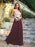 Appliques Cheap Long Prom Dresses Dusty Rose Evening Party Gown - Prom Dresses