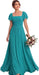 Bridelily Women's Flutter Sleeves Bridesmaid Dresses Square Neck Chiffon Maxi Dres - Aqua Blue