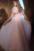 Asymmetric Aline Evening Dress Tulle Front Split Prom Dress Long with Beadings