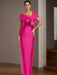 Satin Floor-Length Sleeveless Asymmetrical Bow(s) Mother of the Bride Sheath/Column Dress