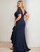 Asymmetrical V-Neck Short Sleeve Sheath Dress for Plus Size Mother of the Bride with Sequins