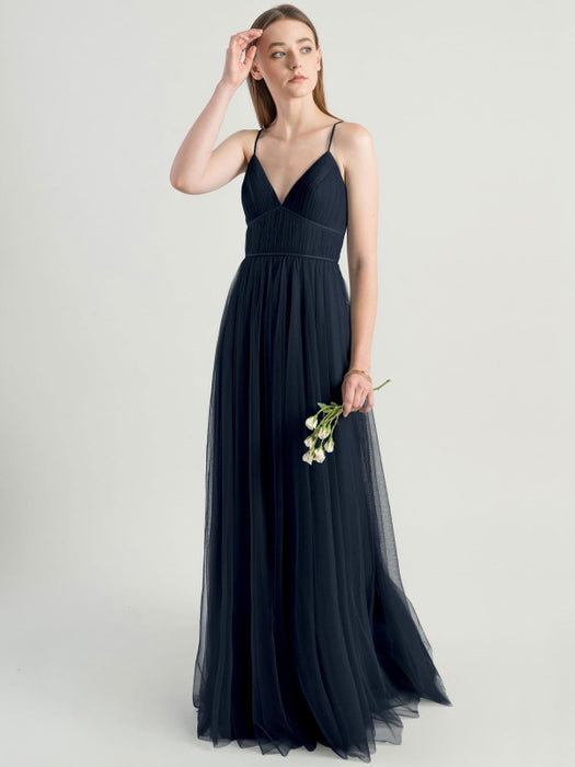 Avocado Green Evening Dress Sleeveless A-Line V-Neck Matte Satin Floor-Length Pleated Social Party Dresses