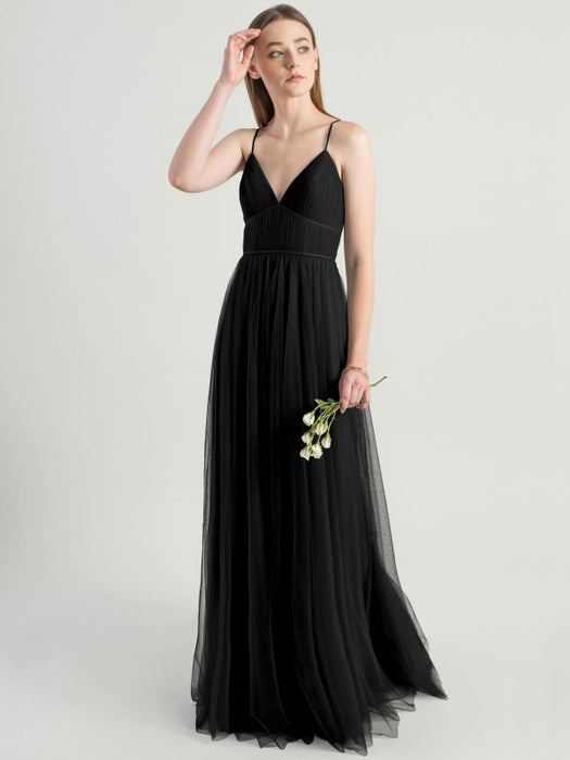 Avocado Green Evening Dress Sleeveless A-Line V-Neck Matte Satin Floor-Length Pleated Social Party Dresses