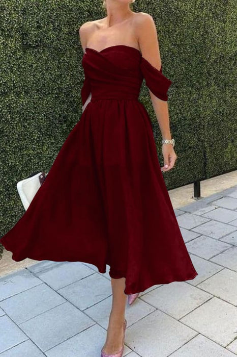 Baby Blue Off-the-Shoulder Strapless Short Evening Dress