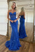 Royal Blue Sweetheart Lace Mermaid Prom Dress Backless