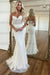 White V-Neck Backless Mermaid Tulle Prom Dress with Lace 