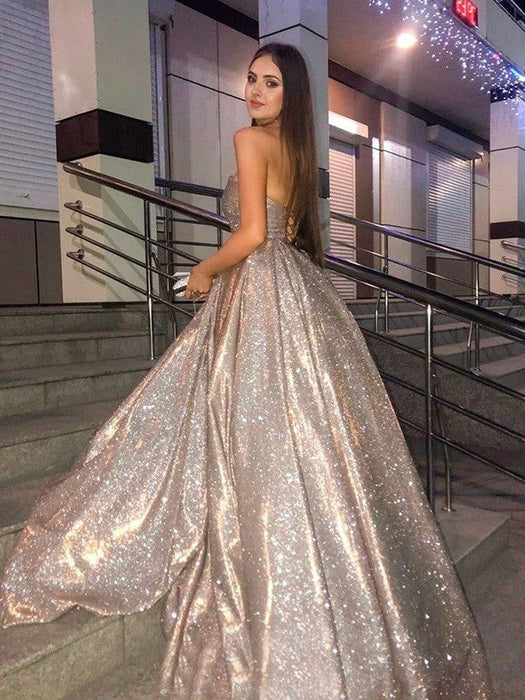 Ball Gown Ruffles Sleeveless Sequins Sweep/Brush Train Sweetheart Dresses - Prom Dresses