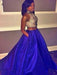 Ball Gown Sleeveless Halter Sweep/Brush Train Beading Taffeta Two Piece Dresses - Prom Dresses