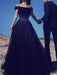 Ball Gown Sleeveless Off-the-Shoulder Beading Sweep/Brush Train Tulle Dresses - Prom Dresses