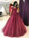 Ball Gown Sleeveless Off-the-Shoulder Sweep/Brush Train Applique Tulle Dresses - Prom Dresses