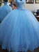 Ball Gown Sleeveless Off-the-Shoulder Sweep/Brush Train Lace Tulle Dresses - Prom Dresses
