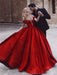 Ball Gown Sleeveless Off-the-Shoulder Sweep/Brush Train Ruffles Satin Dresses - Prom Dresses