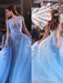 Ball Gown Sleeveless Scoop Sweep/Brush Train Applique Tulle Dresses - Prom Dresses