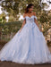 Ball Gown Tulle Applique Off-the-Shoulder Sleeveless Sweep/Brush Train Dresses - Prom Dresses