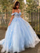 Ball Gown Tulle Applique Off-the-Shoulder Sleeveless Sweep/Brush Train Dresses - Prom Dresses