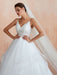 Ball Gown Wedding Dress 2021 Princess Straps Neck Sleeveless Natural Waist Studded Tulle Bridal Gowns With Train