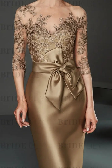 Taupe Gold Mother of the Bride Dress