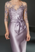 Bateau 3/4 Long Sleeves Satin Mother of the Bride Dresses with Lace Lavender- Prom Dresses