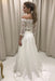 Bateau 3/4 Sleeve Lace Boho Wedding Dresses