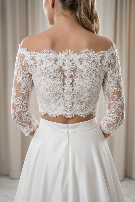 Bateau 3/4 Sleeve Lace Boho Wedding Dresses