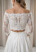 Bateau 3/4 Sleeve Lace Boho Wedding Dresses