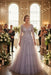 Mother-of-the-Bride Evening Dress Lavender A-Line Bateau Neck Long Sleeves Tulle Floor-Length Formal Dinner Dresses