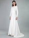 Simple Wedding Dress Lycra Spandex Bateau Neck Long Sleeves Split Front A Line Bridal Dresses