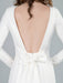 Simple Wedding Dress Lycra Spandex Bateau Neck Long Sleeves Split Front A Line Bridal Dresses