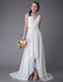 Beach Wedding Dresses Chiffon V Neck High Low Sash Summer Bridal Dress
