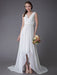 Beach Wedding Dresses Chiffon V Neck High Low Sash Summer Bridal Dress