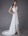 Beach Wedding Dresses Chiffon V Neck High Low Sash Summer Bridal Dress