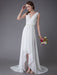 Beach Wedding Dresses Chiffon V Neck High Low Sash Summer Bridal Dress