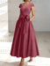 Cinnamon Rose satin mother of the bride tea length dress with bow and pockets