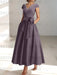 Dusk satin mother of the bride tea length dress with bow and pockets