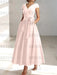 Petal satin mother of the bride tea length dress with bow and pockets