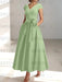 Sage satin mother of the bride tea length dress with bow and pockets