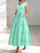 Spa satin mother of the bride tea length dress with bow and pockets