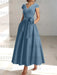 Stormy satin mother of the bride tea length dress with bow and pockets
