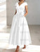 White satin mother of the bride tea length dress with bow and pockets