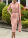 Dusty Rose crepe mother of the bride knee length dress with beaded trim